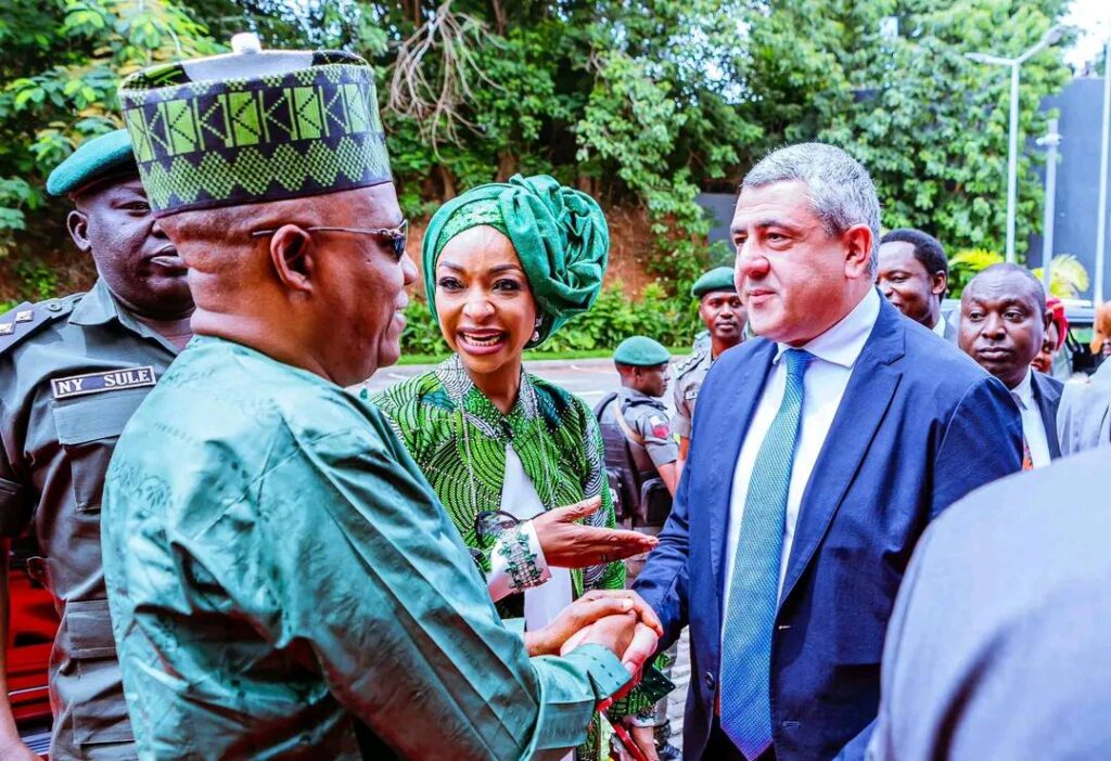 Left: Nigeria's Vice President Kashim Shettima , UN Tourism Secretary-General Zurab Pololikashvili (Right) and Hannatu Musa Musawa, Nigeria's Minister of Art, Culture, Tourism and Creative Economy (Middle)