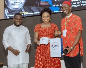 Chimamanda Ngozi Adichie (Centre), Wilson Ugwu - Deputy President II of ATPN (Right) and Uchenna Igboeme of ATP (Left)